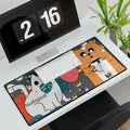 Cute Cat Coffee Desk Mat – Colorful Kawaii Cats with Mugs & 'NoSignal' Accent